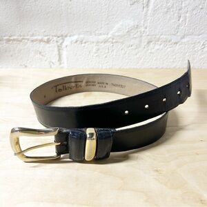VTG Talbots Black Genuine Leather Belt with Gold Buckle Sz M